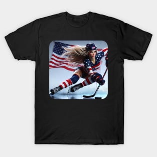 American Woman Ice Hockey Player #3 T-Shirt